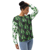 Unisex Sweatshirt, casual green white floral AOP designer stylish back to school wear to office smooth make a statement shirt