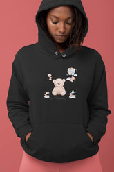Unisex Heavy Blend Hooded Sweatshirt, Back to school soft cozy casual cute minimalist teddy bear hoodie sweater for her or him