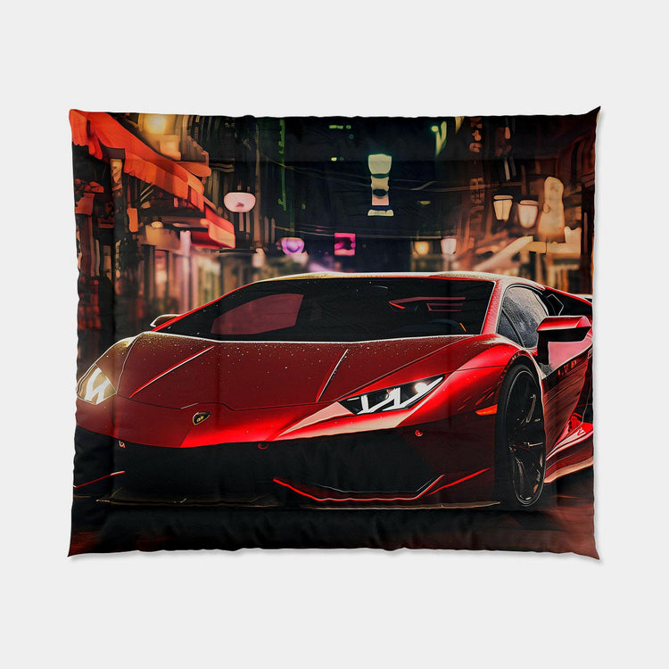 Comforter, Red Lamborghini, Designer Comforter, Male Bedroom Decor, Cozy Warm Comforter, Bed Comforter, Stylish Blanket