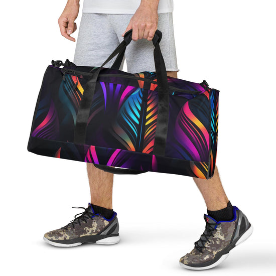 Duffle bag, sturdy durable unisex bright colorful neon modern day fashion gym travel errand bag