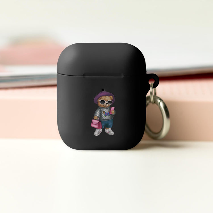 Rubber Case for AirPods®, Teddy Bear Fashion girl cute design ready for school airpods protective carrying case