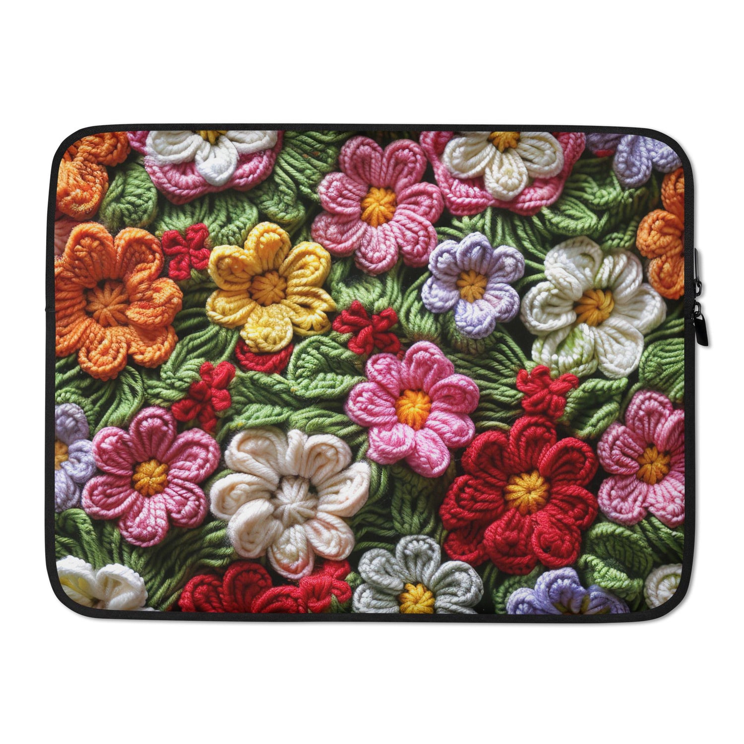 Laptop Sleeve, Bright floral crotchet simple fashion style back to school workplace everyday on the road computer ipad carrying case cover