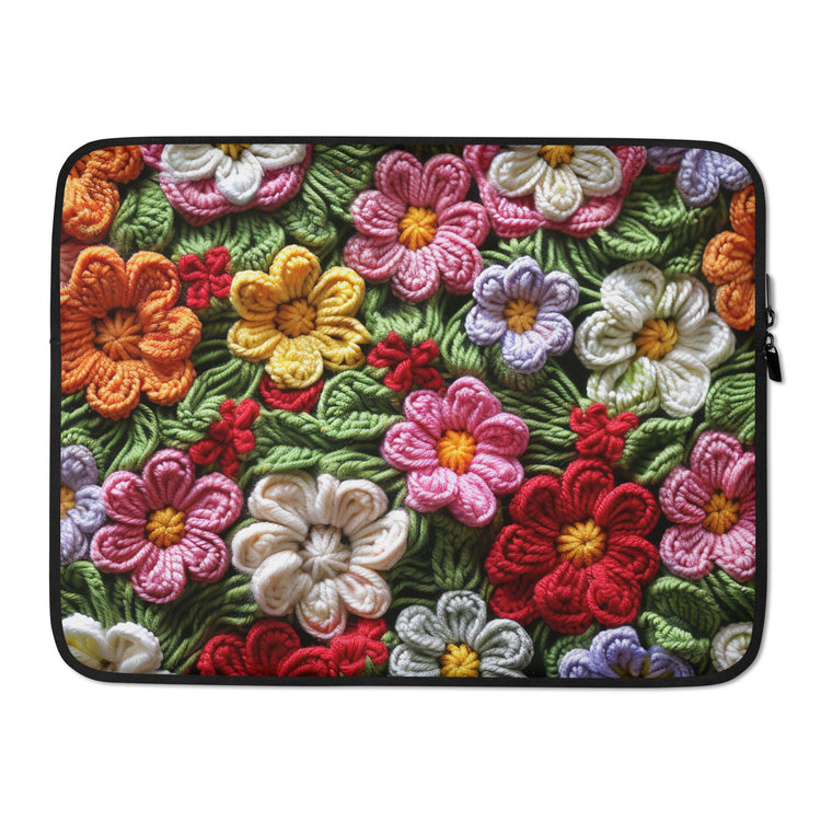 Laptop Sleeve, Bright floral crotchet simple fashion style back to school workplace everyday on the road computer ipad carrying case cover