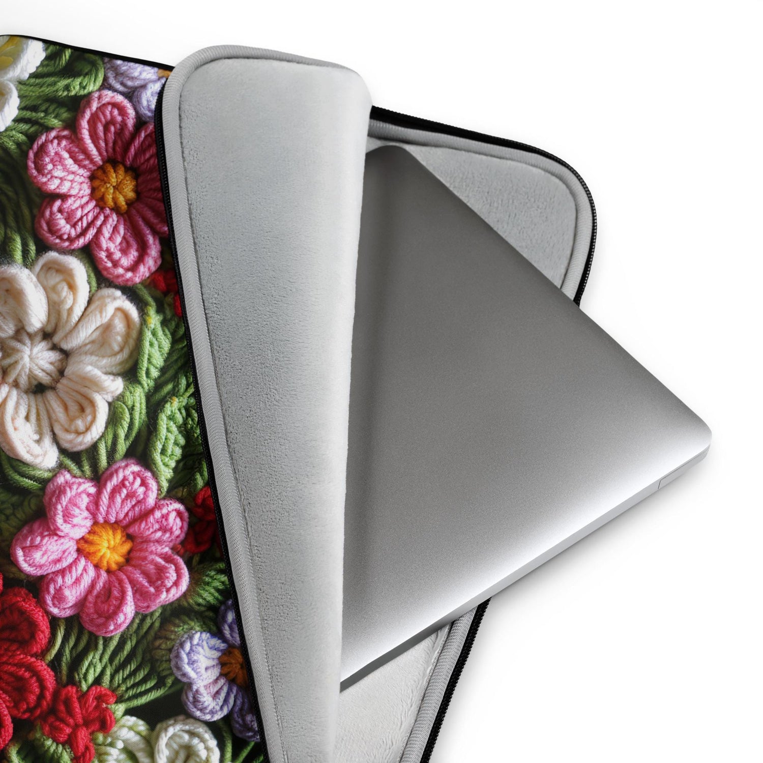 Laptop Sleeve, Bright floral crotchet simple fashion style back to school workplace everyday on the road computer ipad carrying case cover