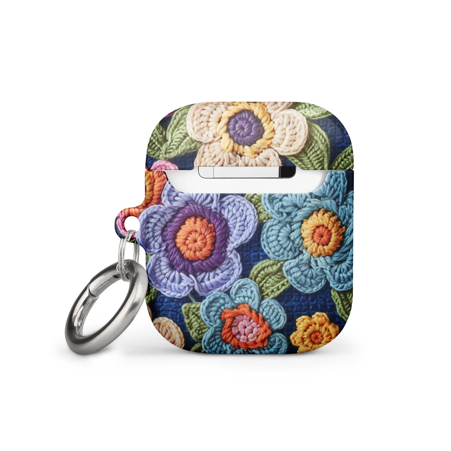 Case for AirPods®, floral colorful stylish crotchet pretty pattern school work custom design sturdy protective earbuds carrying case