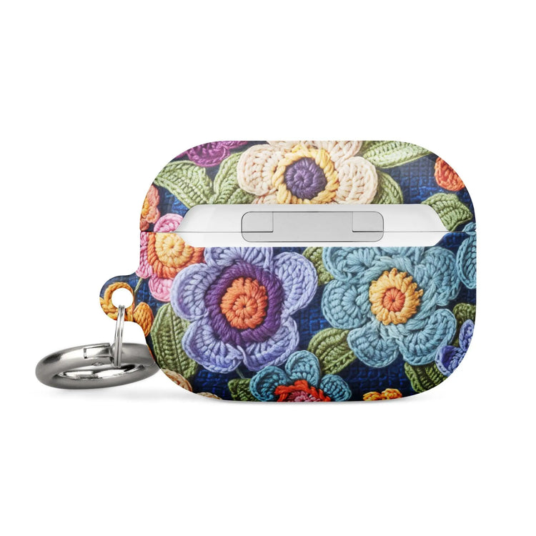 Case for AirPods®, floral colorful stylish crotchet pretty pattern school work custom design sturdy protective earbuds carrying case