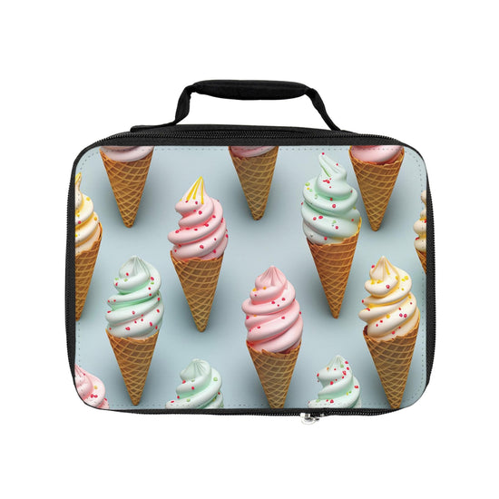 Bolsa de almuerzo, bonito y vibrante cono de helado colorido para el regreso a la escuela, informal, para uso diario, preescolar, jardín de infantes, primaria, suave y resistente lonchera