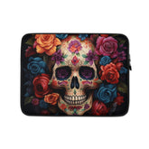Laptop Sleeve, Day of the dead colorful vibrant floral sugar skull aert design computer ipad business school carrying cover case