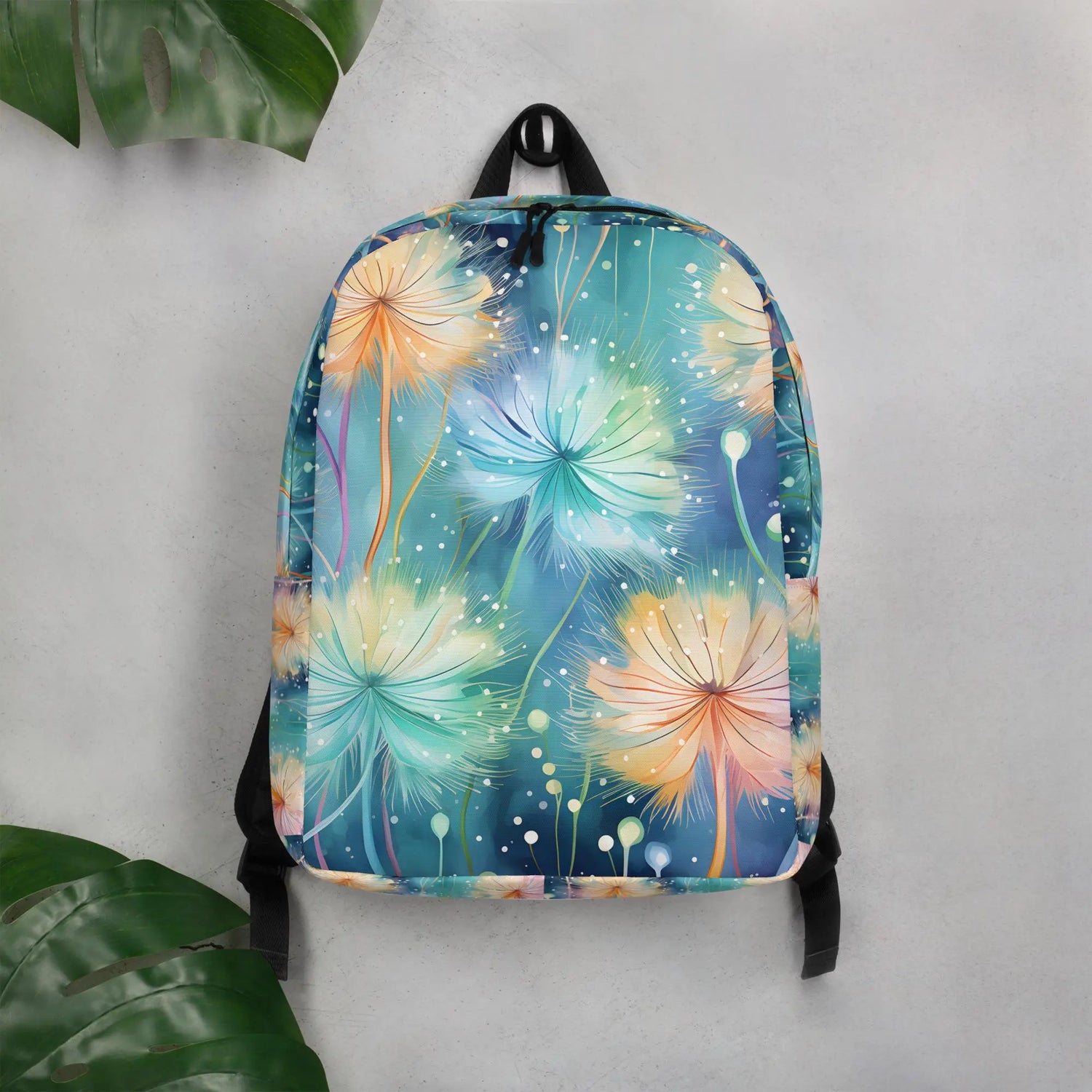 Minimalist Backpack, colorful mystical flower design simple back to school classroom casual day field trip travel backsack carry bag The Aurora Touch