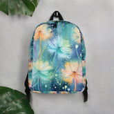Minimalist Backpack, colorful mystical flower design simple back to school classroom casual day field trip travel backsack carry bag The Aurora Touch