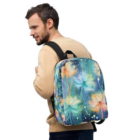 Minimalist Backpack, colorful mystical flower design simple back to school classroom casual day field trip travel backsack carry bag