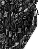 Backpack, Simple black and white minimilist stylish young kid back to school computer ipad crayons pencils supply carrying book bag