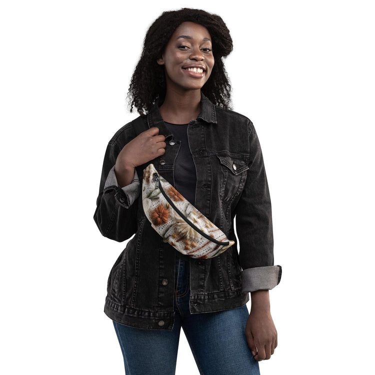 Fanny Pack, crotchet floral everyday casual school work fashion style wallet credit cards cell phone makeup all pupose hands free pouch