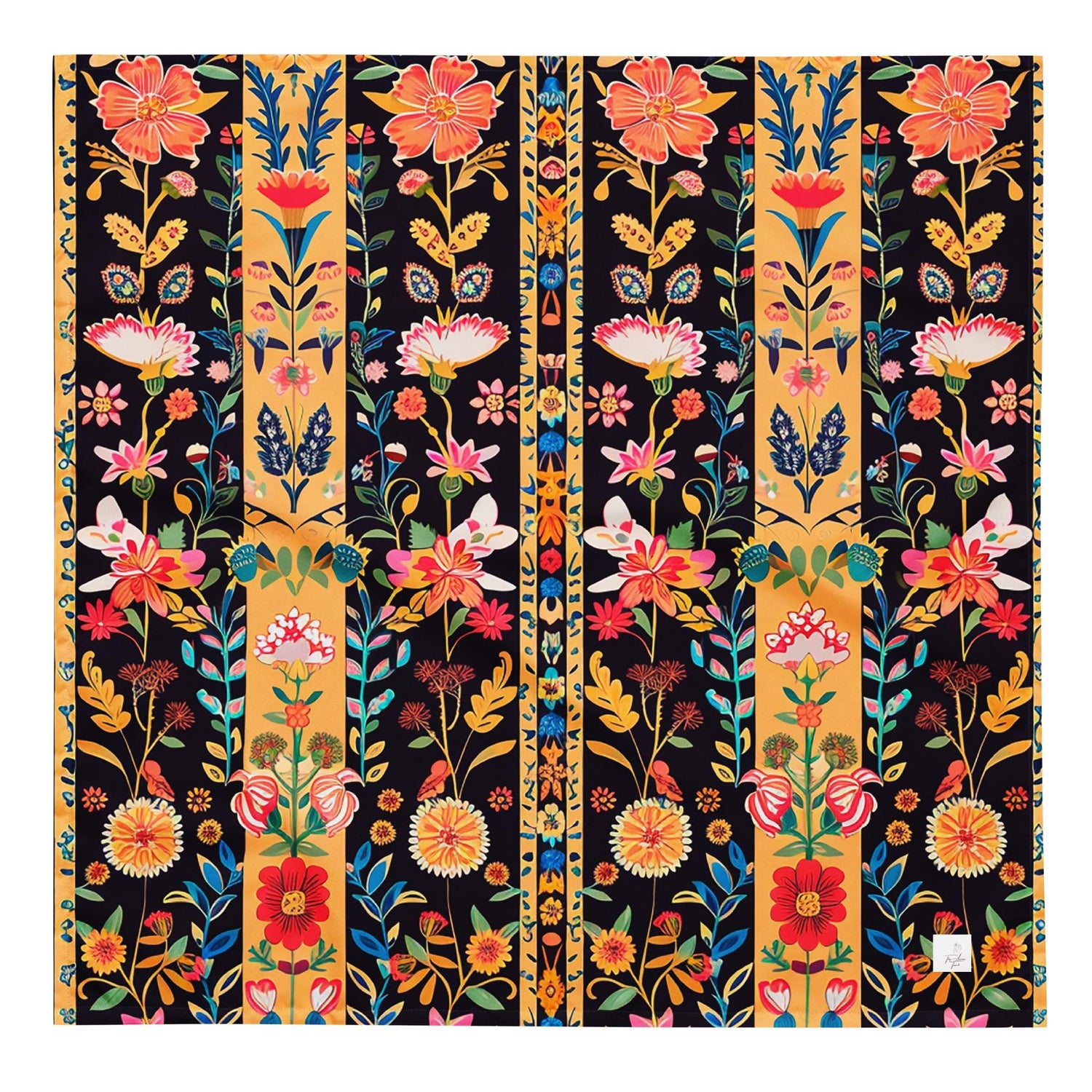 All-over print bandana, pretty crochet floral design print multifunction everyday school work home stylish minimilist kerchief wrap bandana