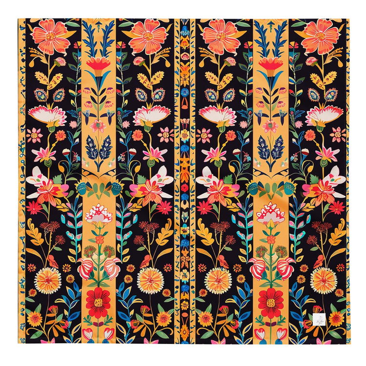 All-over print bandana, pretty crochet floral design print multifunction everyday school work home stylish minimilist kerchief wrap bandana