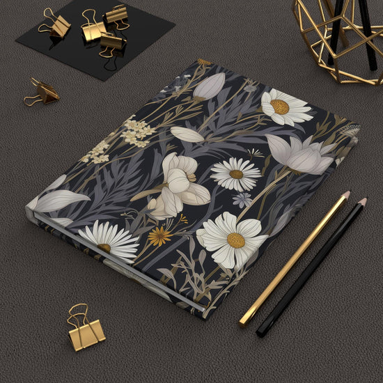 Hardcover Journal Matte, Floral all over print classy stylish back to school office home recipe writing class note taking book