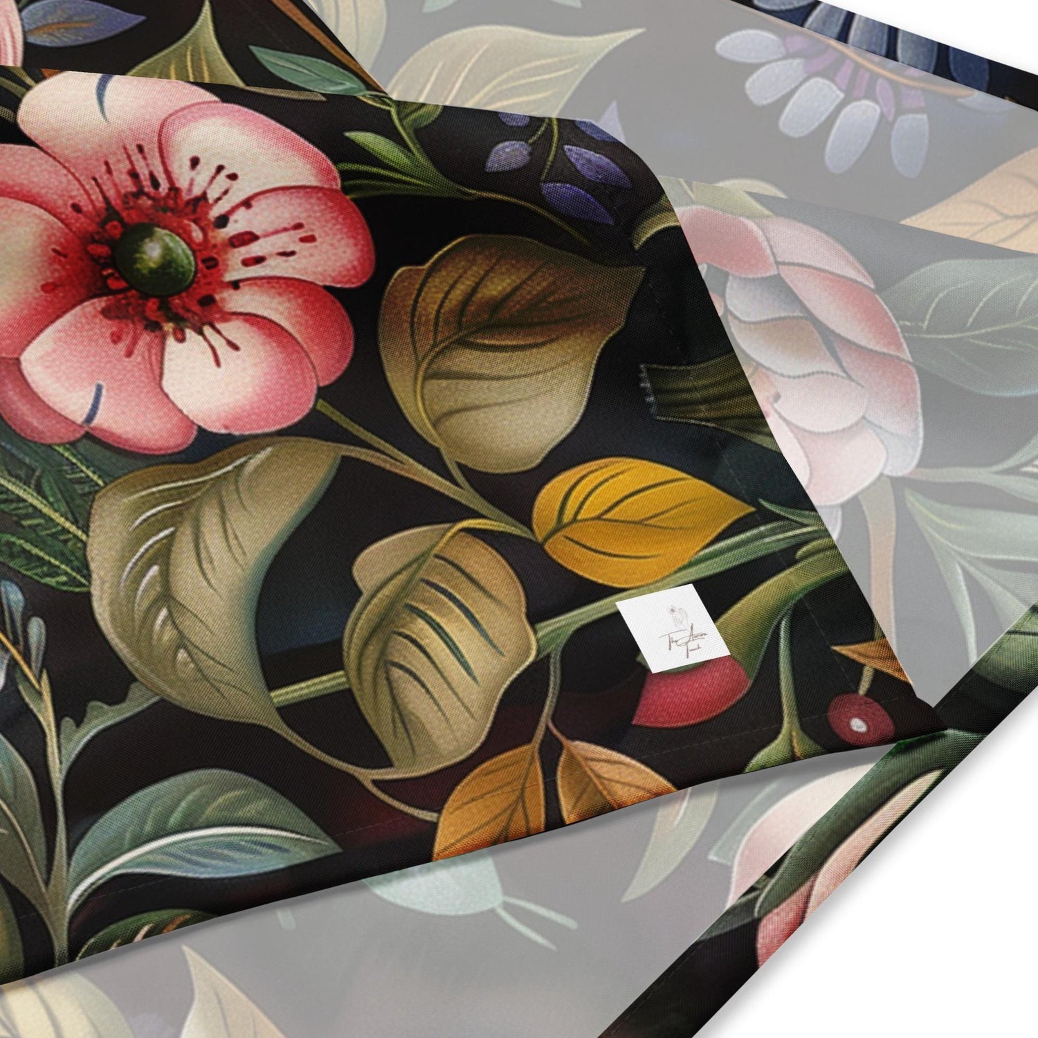 All-over print bandana, pretty floral pattern print stylish casual versatile soft light headband necktie hair tie