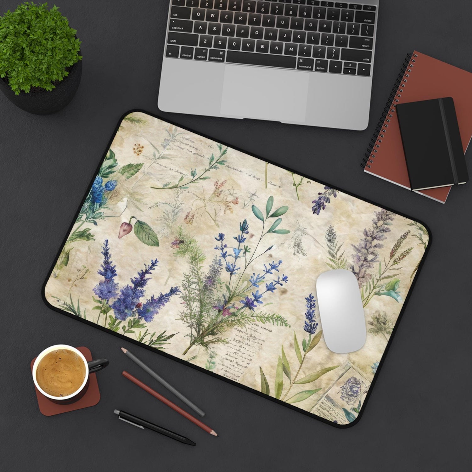 Desk Mat, lavendar floral print back to school college work home office thick keyboard mouse practical desk pad