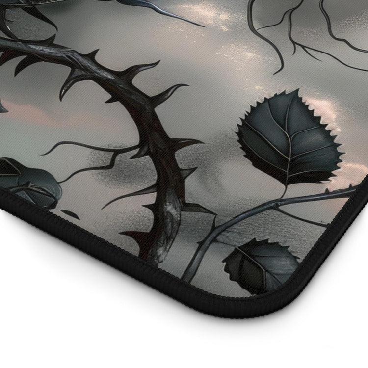 Desk Mat, Bats and Roses cool gothic style red rose black thorn design dorm work office home keypad mouse desk pad great for student