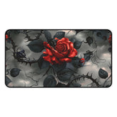 Desk Mat, Bats and Roses cool gothic style red rose black thorn design dorm work office home keypad mouse desk pad great for student