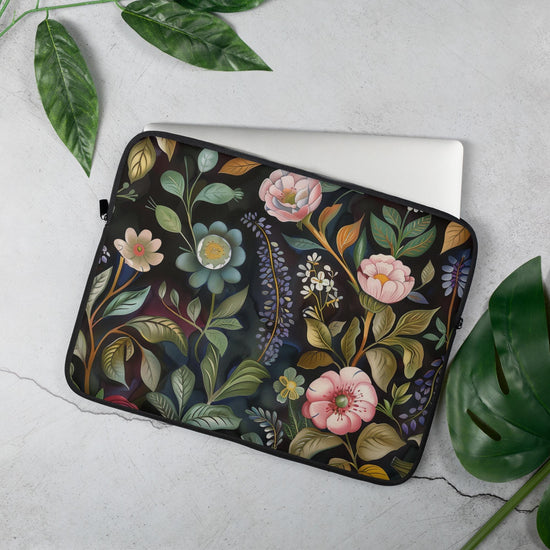 Laptop Sleeve, floral colorful pattern design latop computer back pack sleek light water resistant padded student carrying case