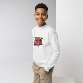 Youth crewneck sweatshirt, Teddy Bears in a car cool cozy casual school yard play time classroom casual dinner school trip kid child sweater