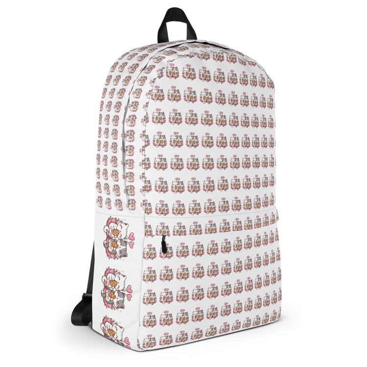 Backpack, Kitty cat love AOP design computer laptop cell phone book everyday school work travel bag