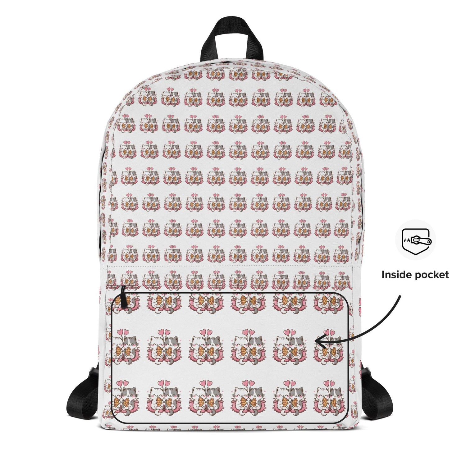 Backpack, Kitty cat love AOP design computer laptop cell phone book everyday school work travel bag