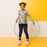 Kids Rash Guard, Crotchet AOP fitted kids back to school casual playground classroom everyday cute stylish long sleeve spandex shirt