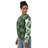 Unisex Sweatshirt, casual green white floral AOP designer stylish back to school wear to office smooth make a statement shirt