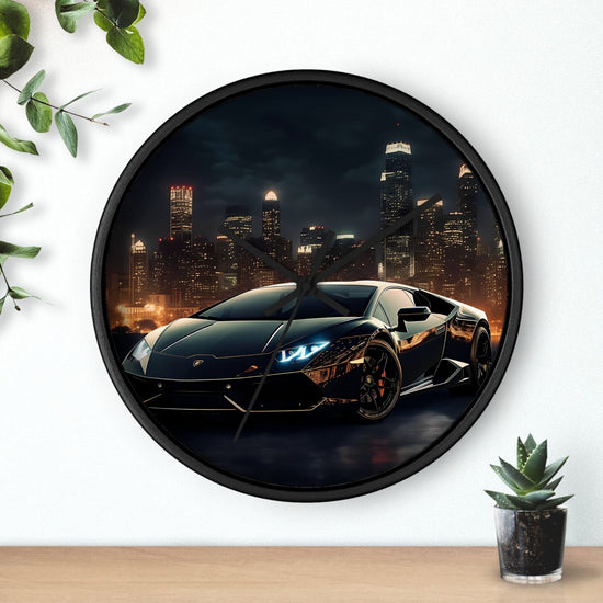 Wall Clock, Black Lamborghini exotic fancy sexy entrepreneur bachelor home wall room decor gift