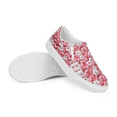 Women’s slip-on canvas shoes, Pink floral pattern pretty all day wear casual office work walking slip on stylish female sneaker shoes