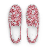 Women’s slip-on canvas shoes, Pink floral pattern pretty all day wear casual office work walking slip on stylish female sneaker shoes