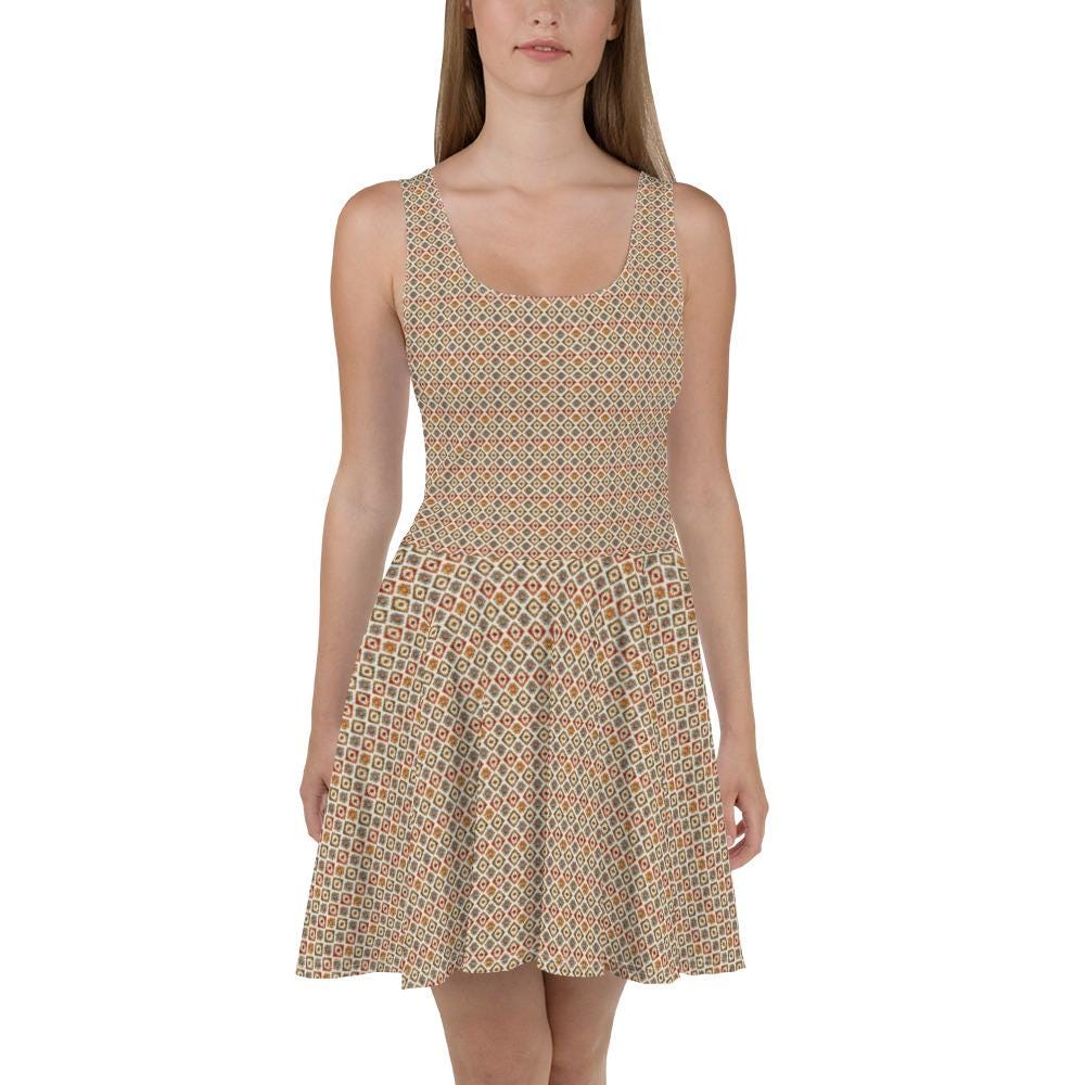 Skater Dress, Casual fun sexy club dinner soft elegant tribal pattern versatile all occasion short flared dress