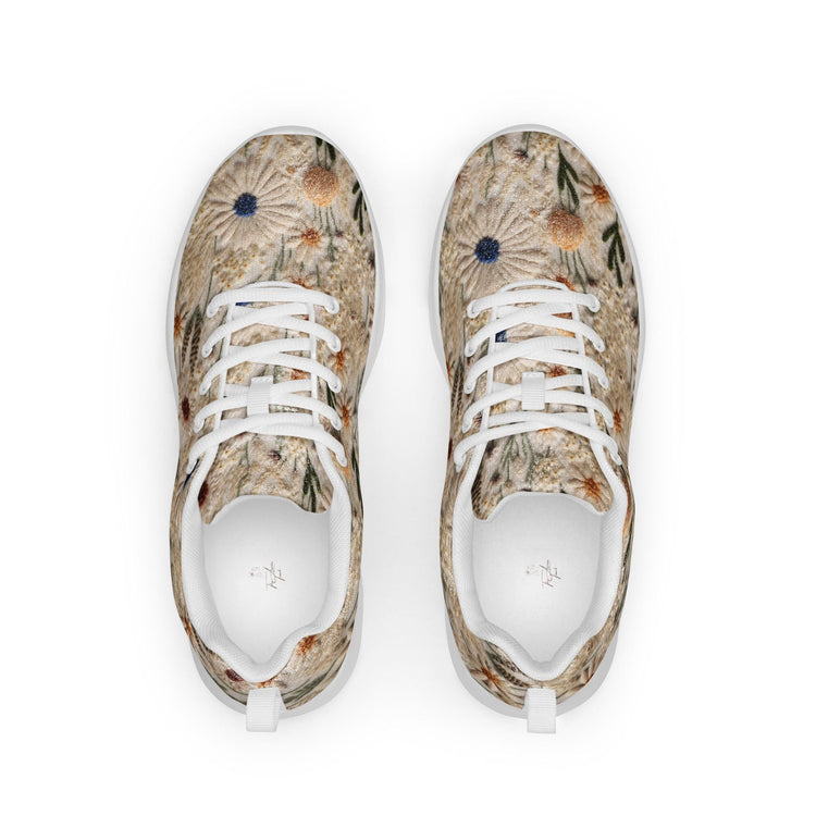 Women’s athletic shoes, Floral crotchet 3D pattern all over print walking everyday casual sports tennis school work shoe