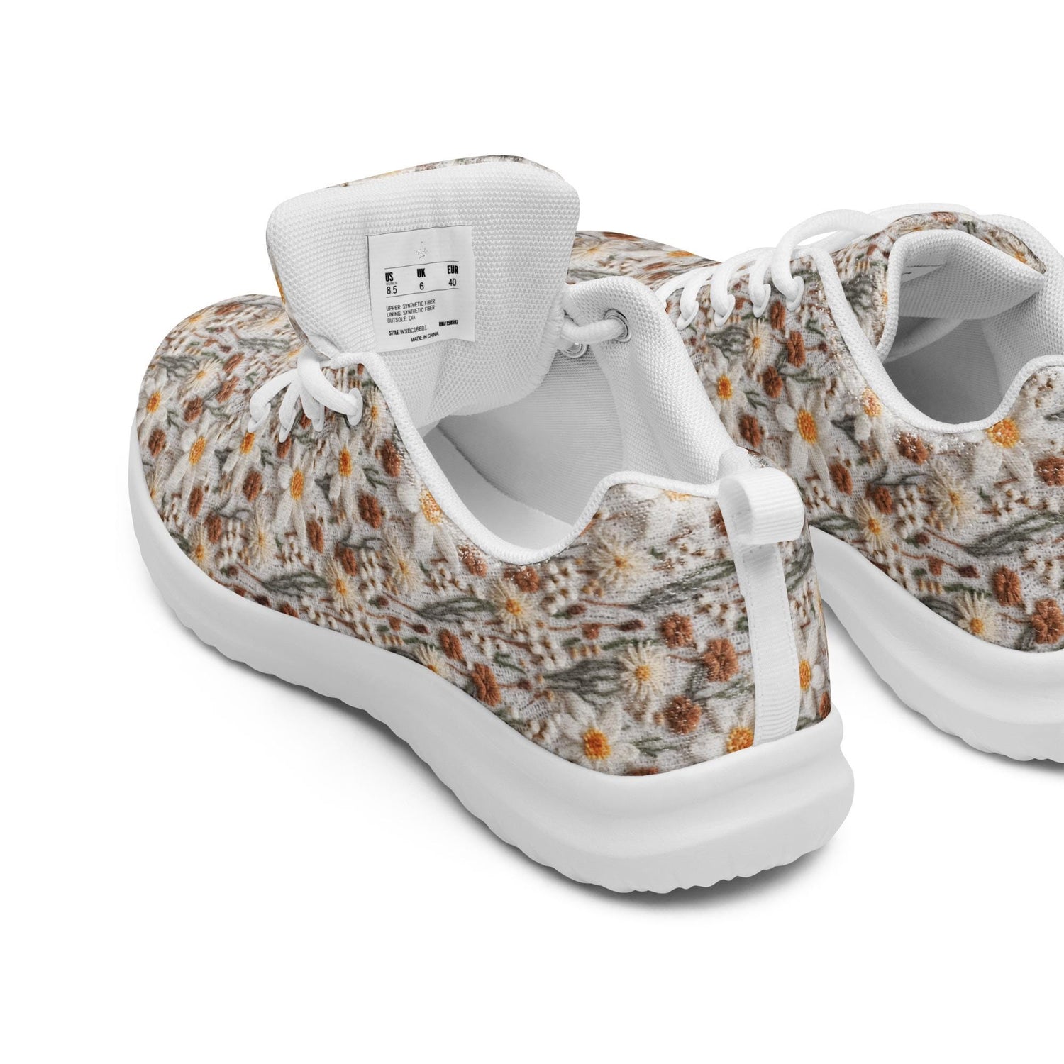 Women’s athletic shoes, crotchet floral pattern print comfortable casual sporty style yoga walking daily wear soft tennis shoe