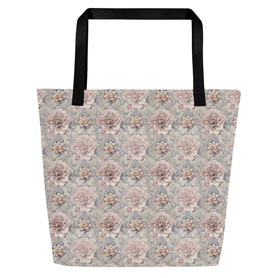 All-Over Print Large Tote Bag, Minimilist simple floral print book laptop ipad back to school all purpose carry daily travel casual bag