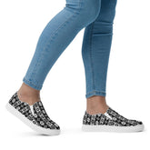 Women’s slip-on canvas shoes, Tribal pattern print fashion school work play casaul everyday style jean skirt shorts skater shoe