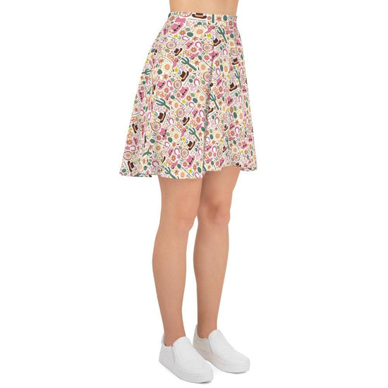 Skater Skirt, Cowboy country style pattern flattering comfy casual dressy everyday day night life flowy colorful skirt