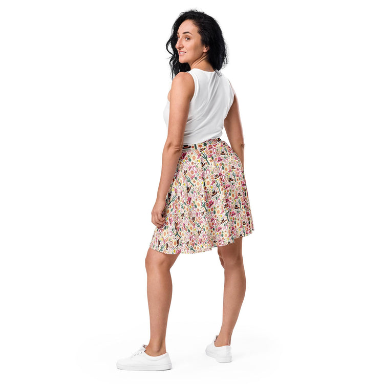 Skater Skirt, Cowboy country style pattern flattering comfy casual dressy everyday day night life flowy colorful skirt