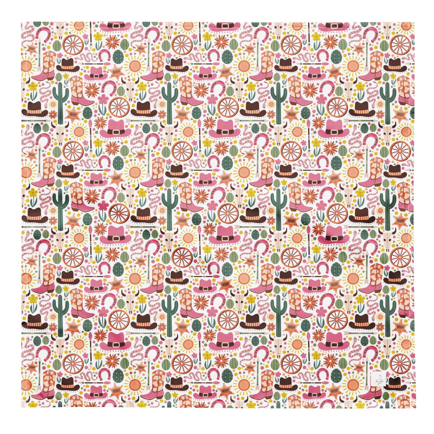 All-over print bandana, Cowboy country theme pattern stylish doggie lightweight pet scarf for lovable pet family member