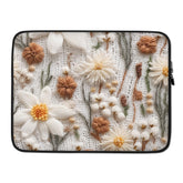 Laptop Sleeve, crotchet pretty floral pattern print office school student computer travel carry stylish minimilist pouch great gift