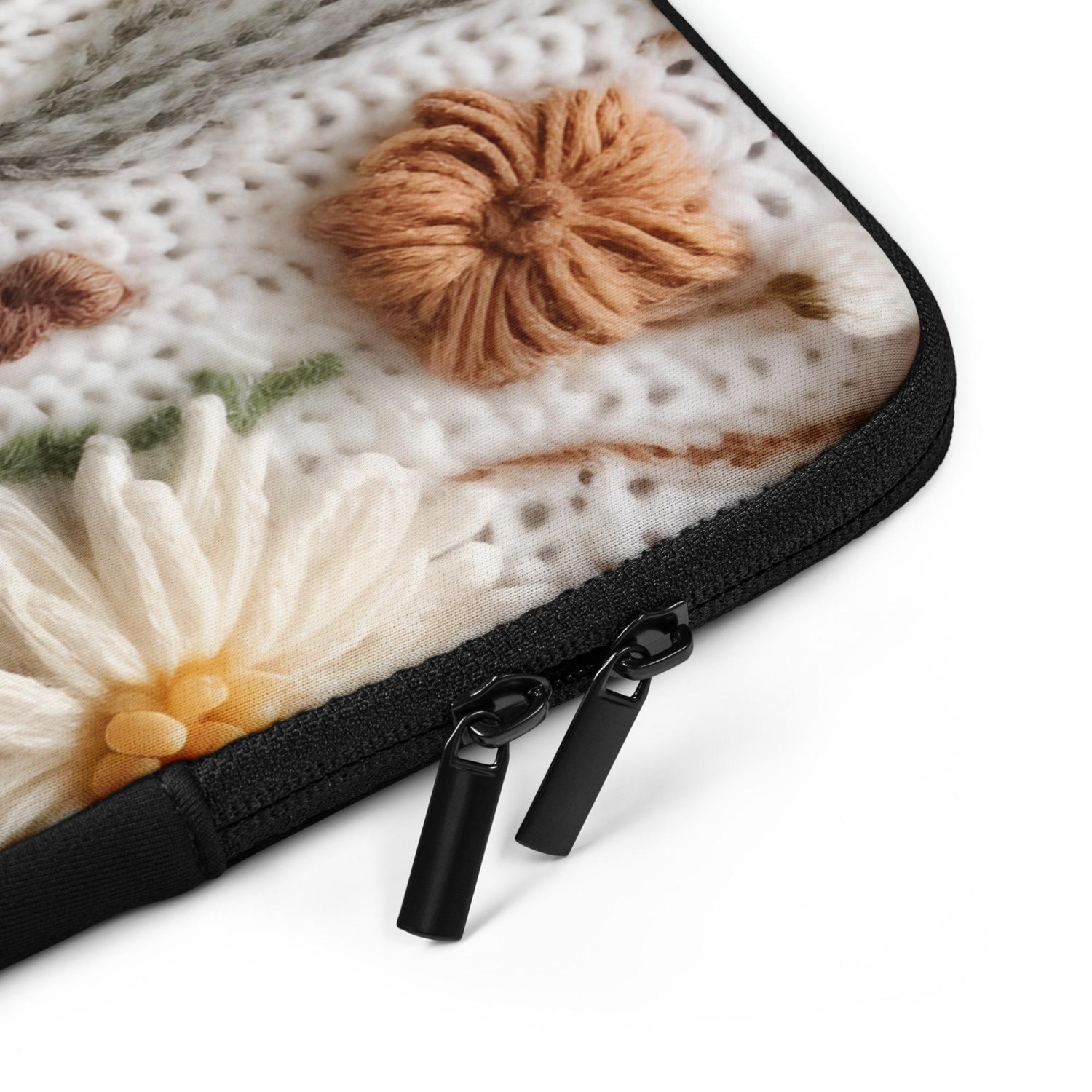 Laptop Sleeve, crotchet pretty floral pattern print office school student computer travel carry stylish minimilist pouch great gift