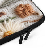 Laptop Sleeve, crotchet pretty floral pattern print office school student computer travel carry stylish minimilist pouch great gift