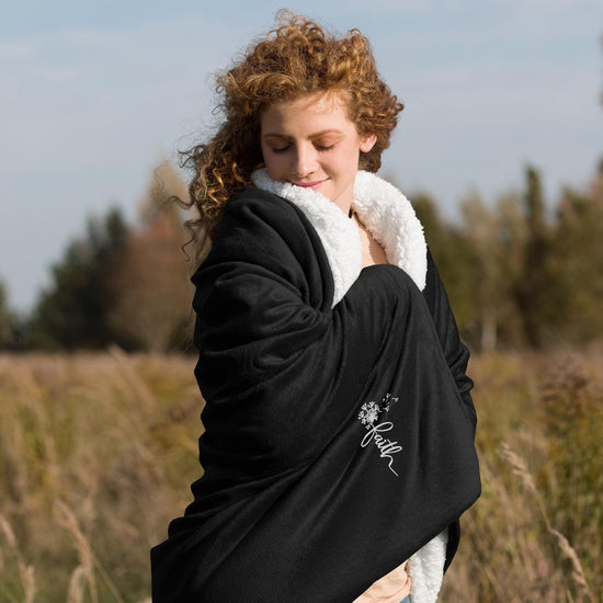 Premium sherpa blanket, faith inspirational soft plush comfy couch bed side casual cozy throw blanket