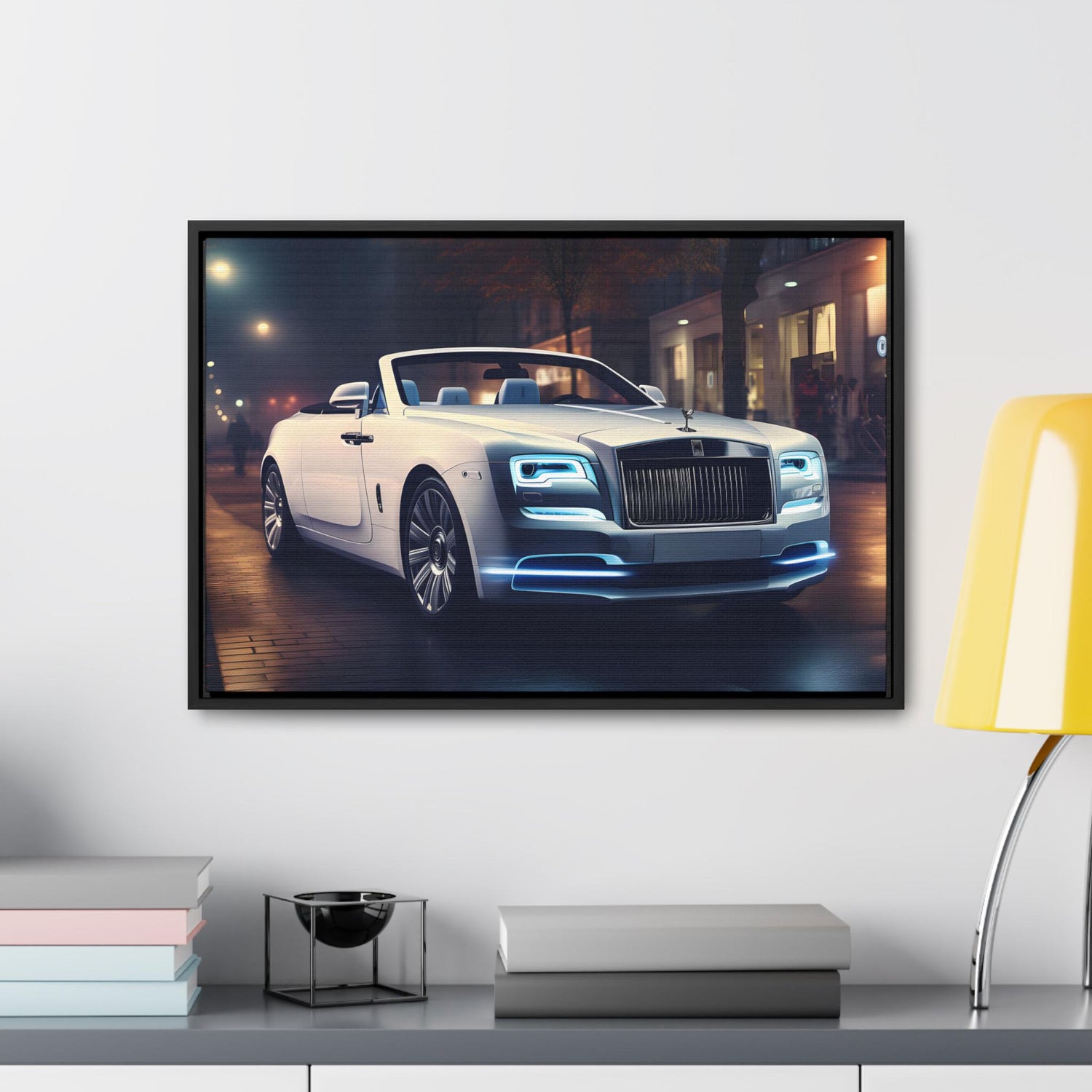 Gallery Canvas Wraps, Horizontal Frame, White Rolls Royce, Fancy Art Piece, Office Wall Art, Hallway Wall Art, Gift For Boss, Gift for Dad