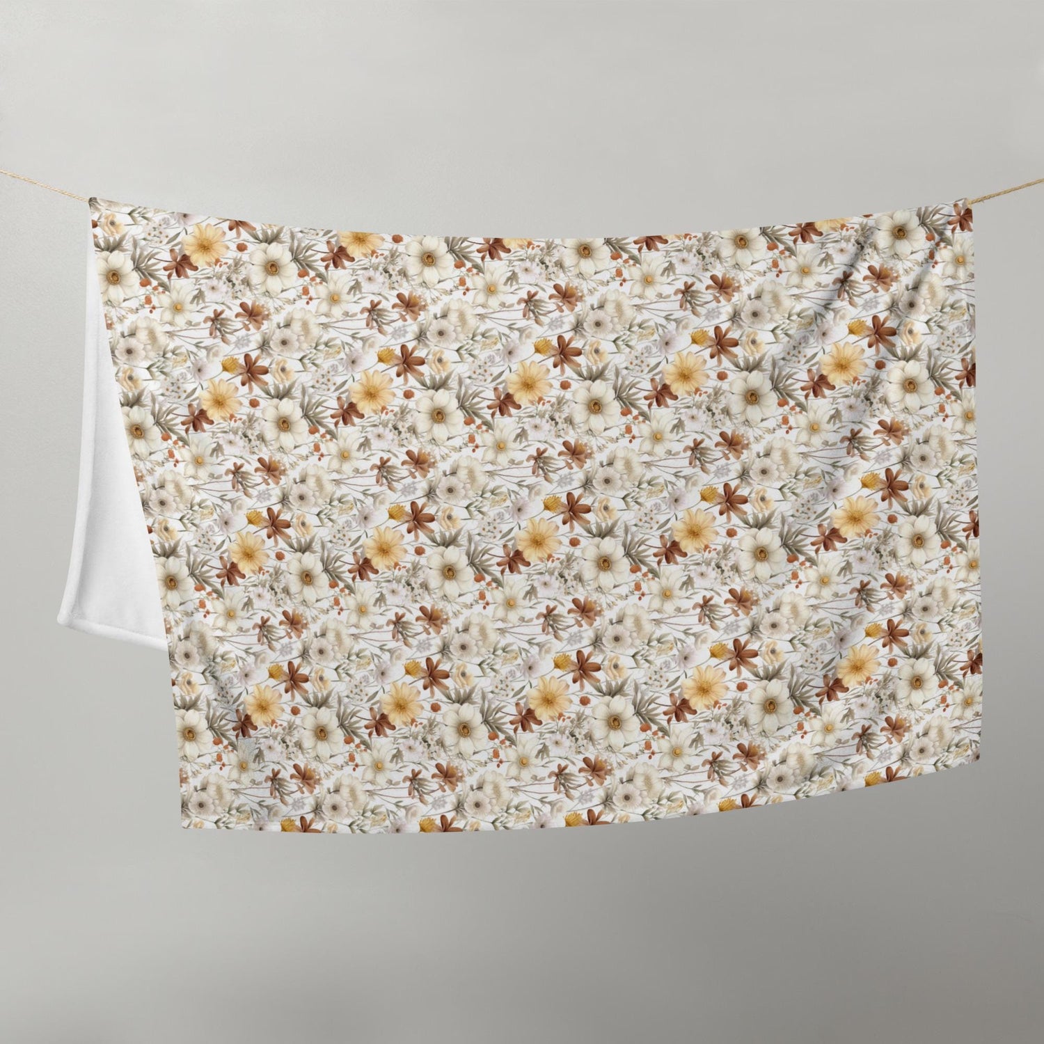 Throw Blanket, Fall Thanksgiving floral pattern all over print design soft lazy couch pretty warm cozy TV couch bed chair decorative throw