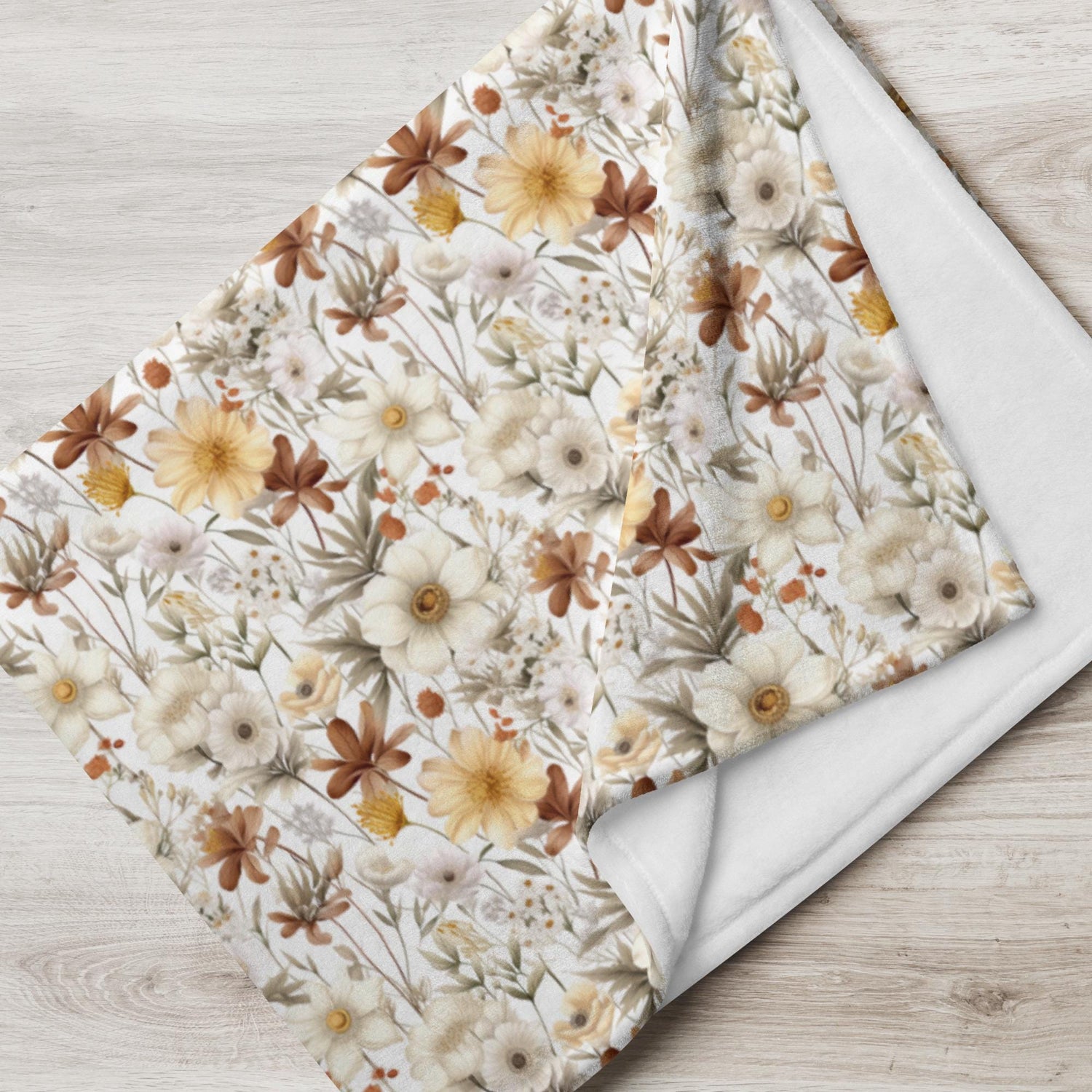 Throw Blanket, Fall Thanksgiving floral pattern all over print design soft lazy couch pretty warm cozy TV couch bed chair decorative throw