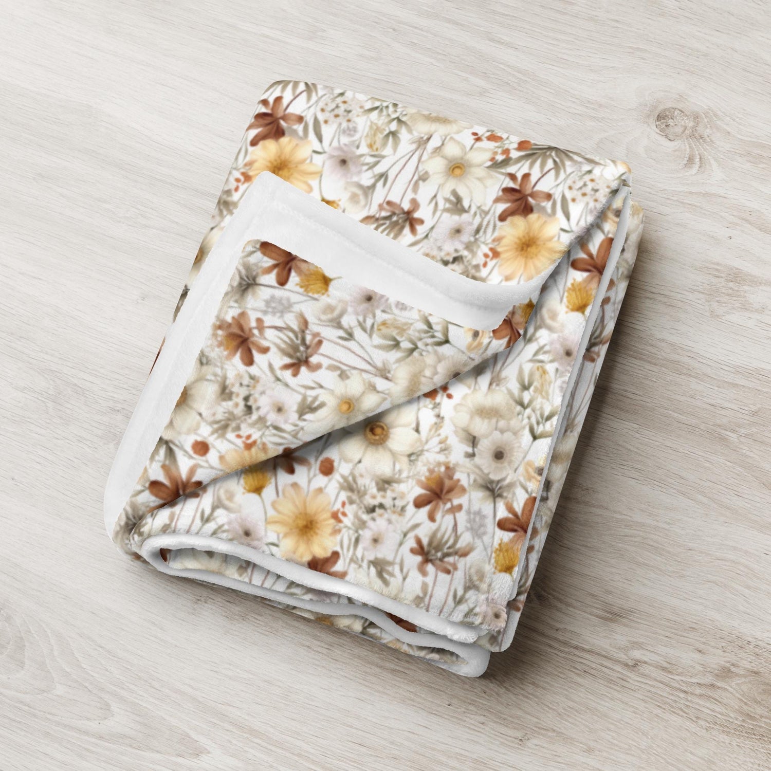 Throw Blanket, Fall Thanksgiving floral pattern all over print design soft lazy couch pretty warm cozy TV couch bed chair decorative throw