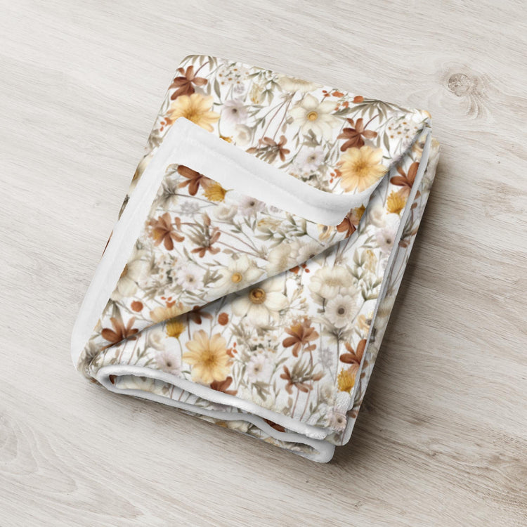 Throw Blanket, Fall Thanksgiving floral pattern all over print design soft lazy couch pretty warm cozy TV couch bed chair decorative throw